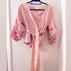 Pink wrap blouse